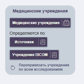 Блок настроек «Медицинские учреждения»